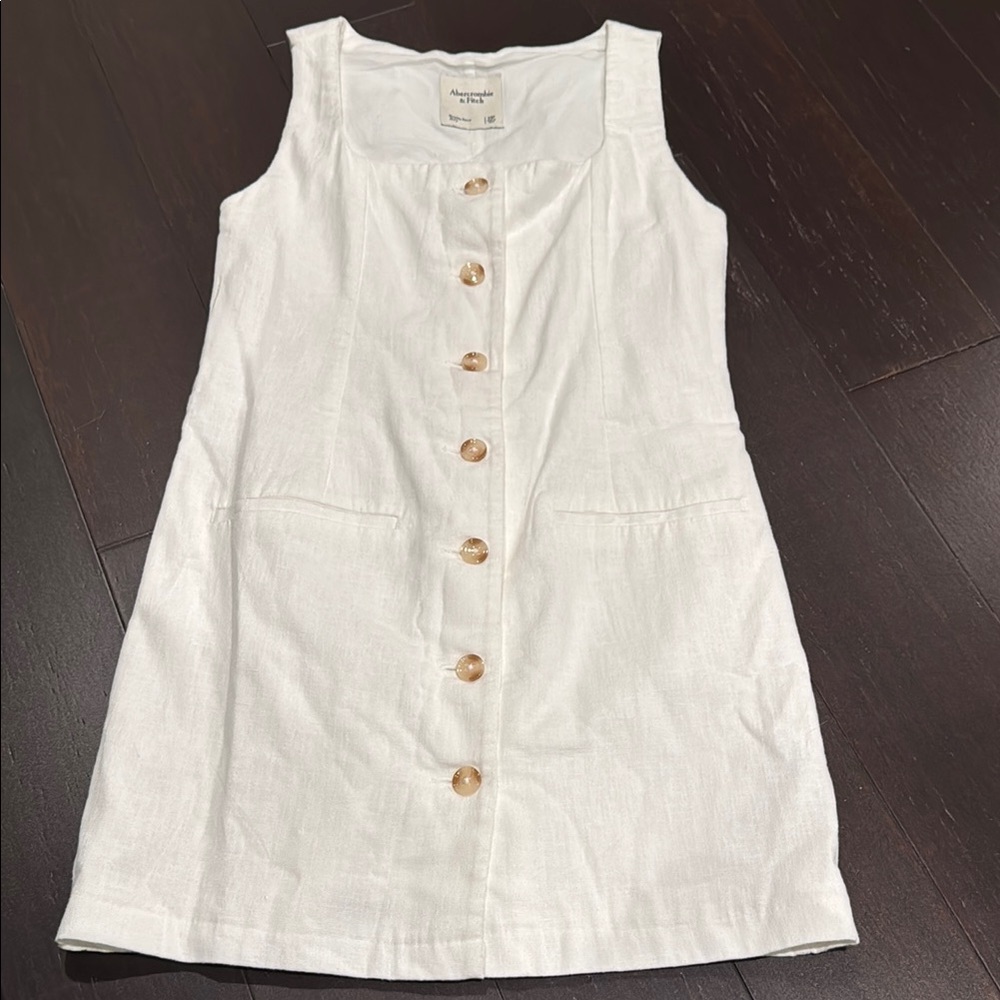 Abercrombie & Fitch White Button-Front Linen Dress